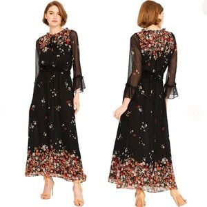 MISA Los Angeles Ilyana Black Floral Dress